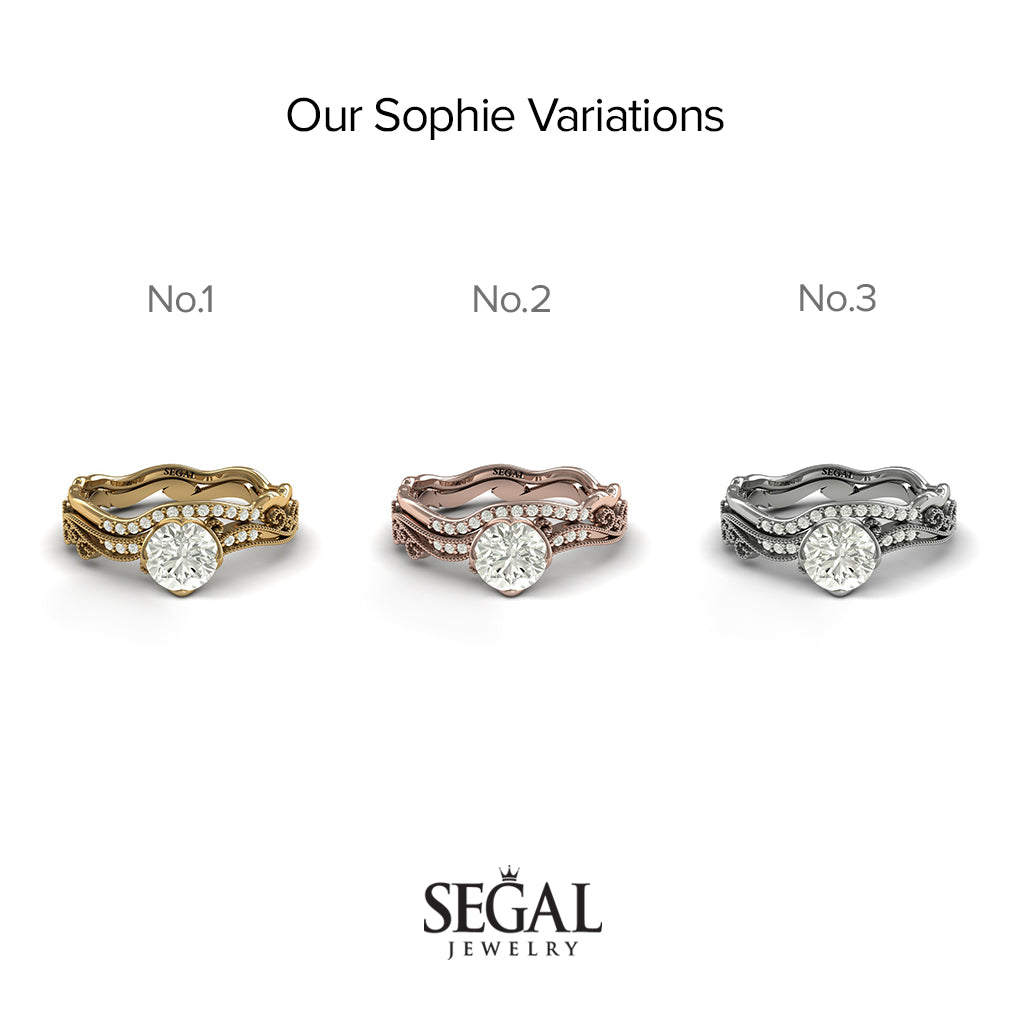 Unique Wedding Ring Sets Painter's Muse Bridal Set Diamond - Sophie no. 3